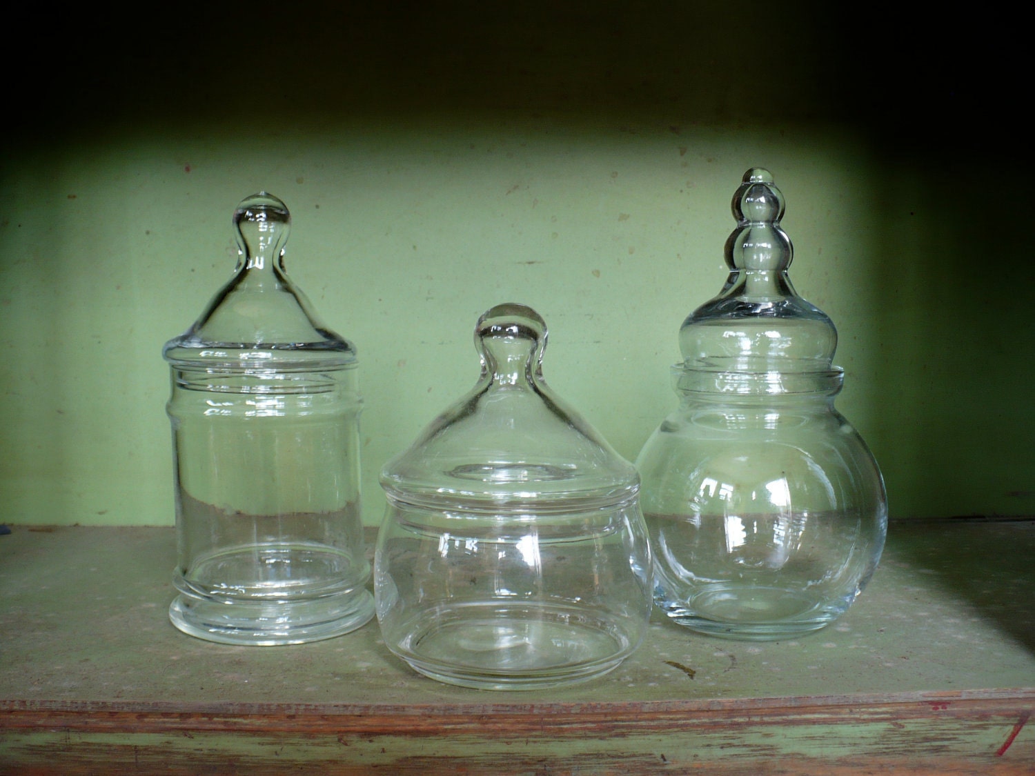 Vintage Glass Storage Jar Trio