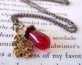 Red teardrop necklace - The Queen's Heart - LAST ONE