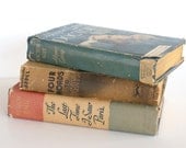 Vintage Trio of Shabby Chic Hardcover Books Blue Grey Beige Rustic Farmhouse by LeeLeesCloset on Etsy