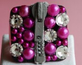 Fuschia Zipper Cocktail Ring