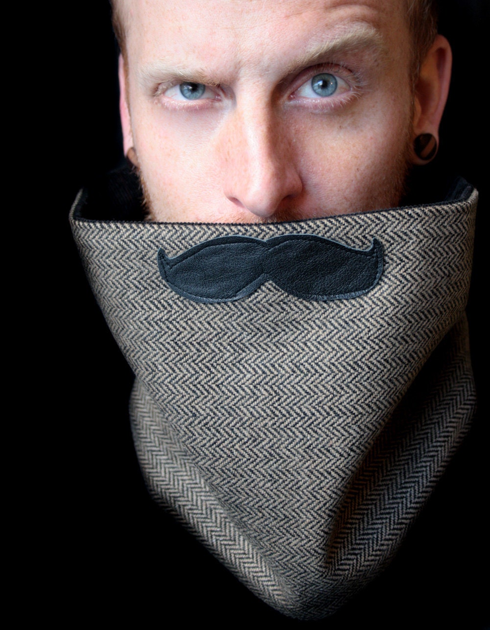 Mustache Scarf Cowl - English Professor Scarf Neckwarmer