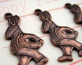 Copper Bunny Rabbit Charms - SIX