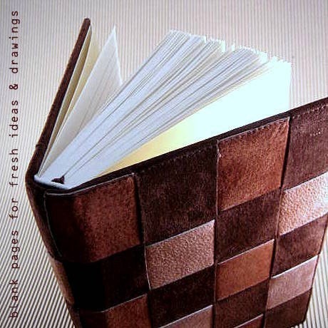 That 70's Book - Plaid Woven Leather Journal Blank -  lined