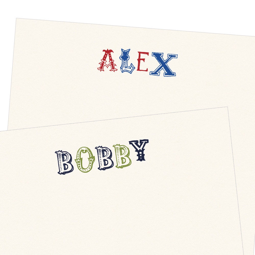 Boys Stationery - Custom Personalized Childrens Initial Monogram Letterhead