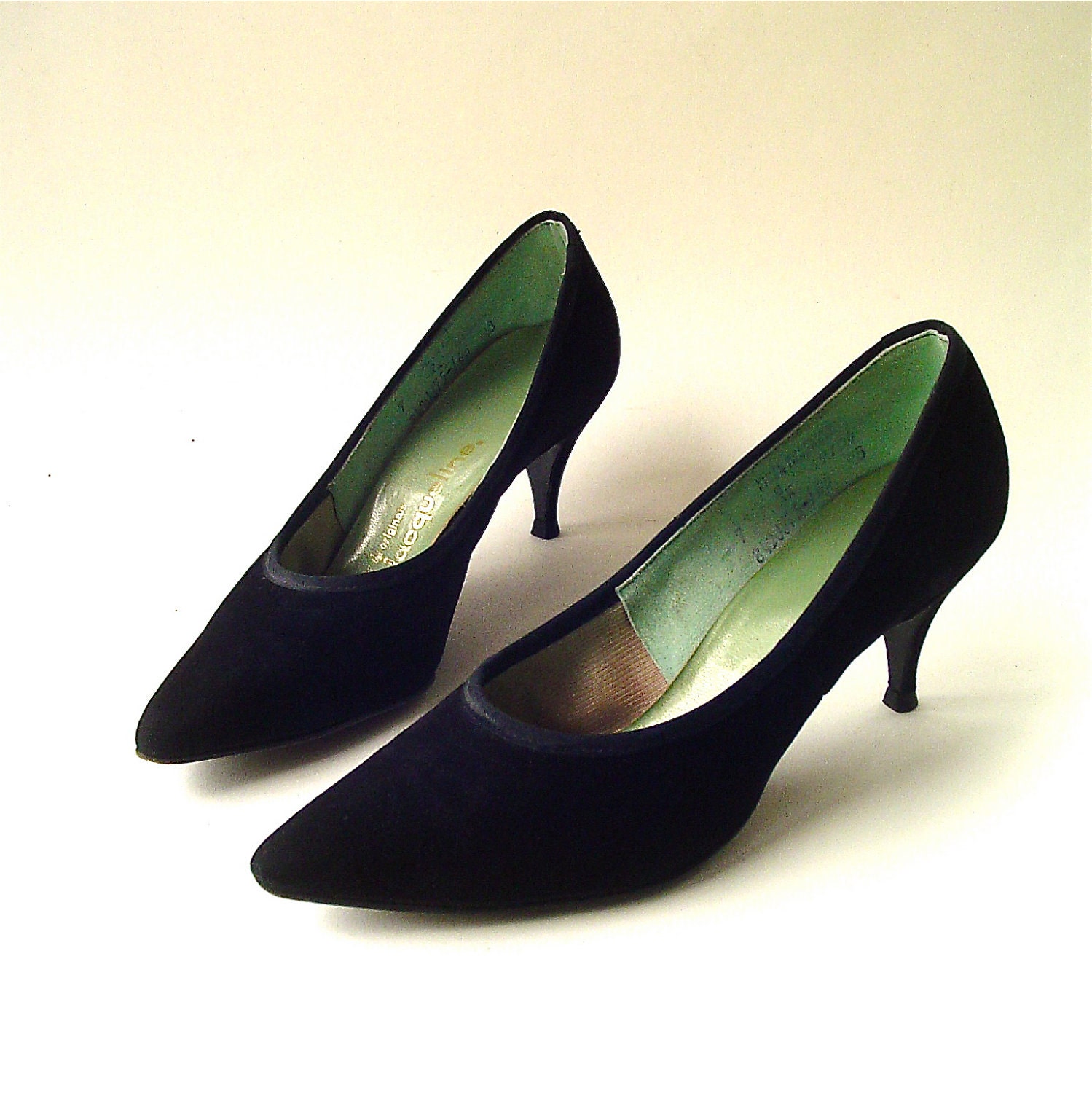 vintage 50s Black Suede Stilettos