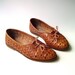 80s vintage Viva Cougar Caramel Brown Woven Leather Shoes