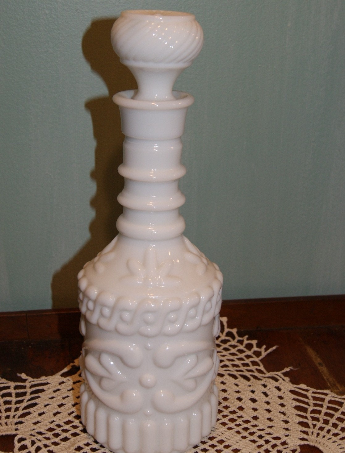 Vintage 1960s Jim Beam  Milk Glass Liquor Decanter