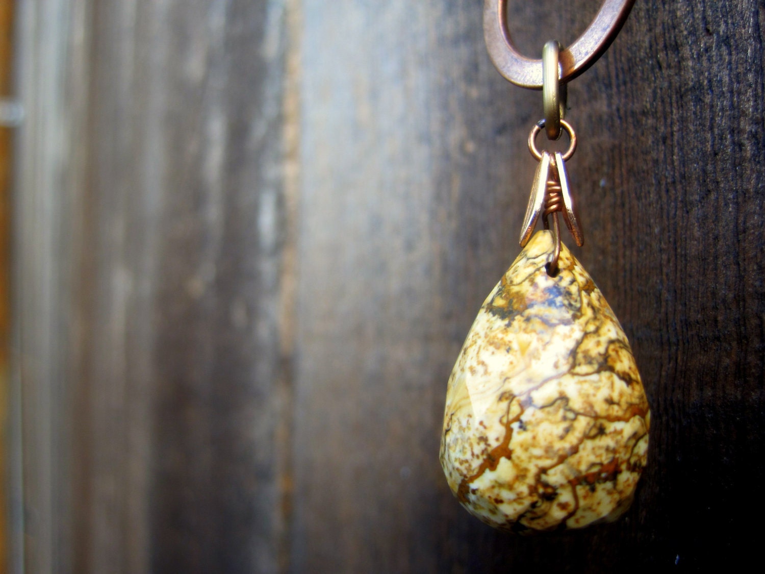 Organic Picture Jasper Gem Teardrop NecklaceHoliday Sale Holiday Sale - SmitherineDesigns