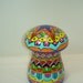 Mushroom Glass Cookie Jar. Hand Painted