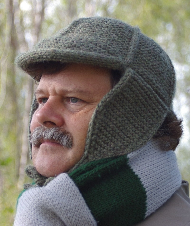 Elementary - Deerstalker Knitting Pattern PDF - Knit in one piece - Great Steampunk accessory