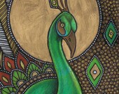 Colorful Art Nouveau Peacock Bird Animal Icon Art Print by Lynnette Shelley