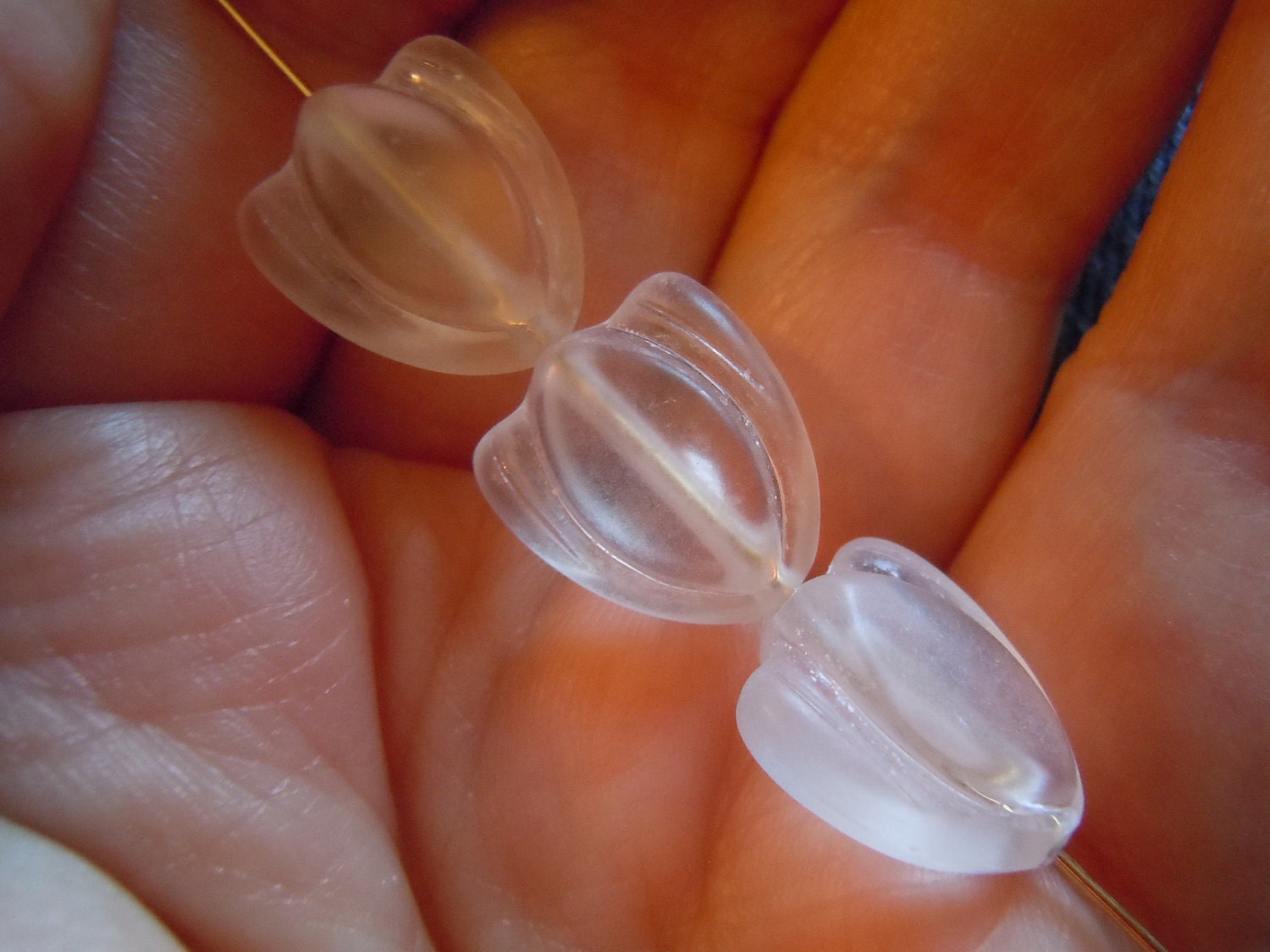 Vintage Clear Lucite Beads with Matte (Frosted) Finish - Lay great on skin - Perfect for earrings  - ef8