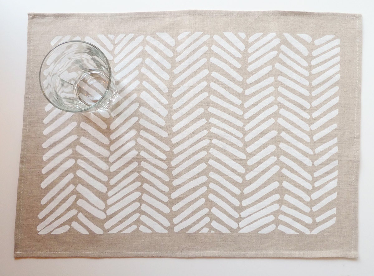 Linen Chevron Tea Towel