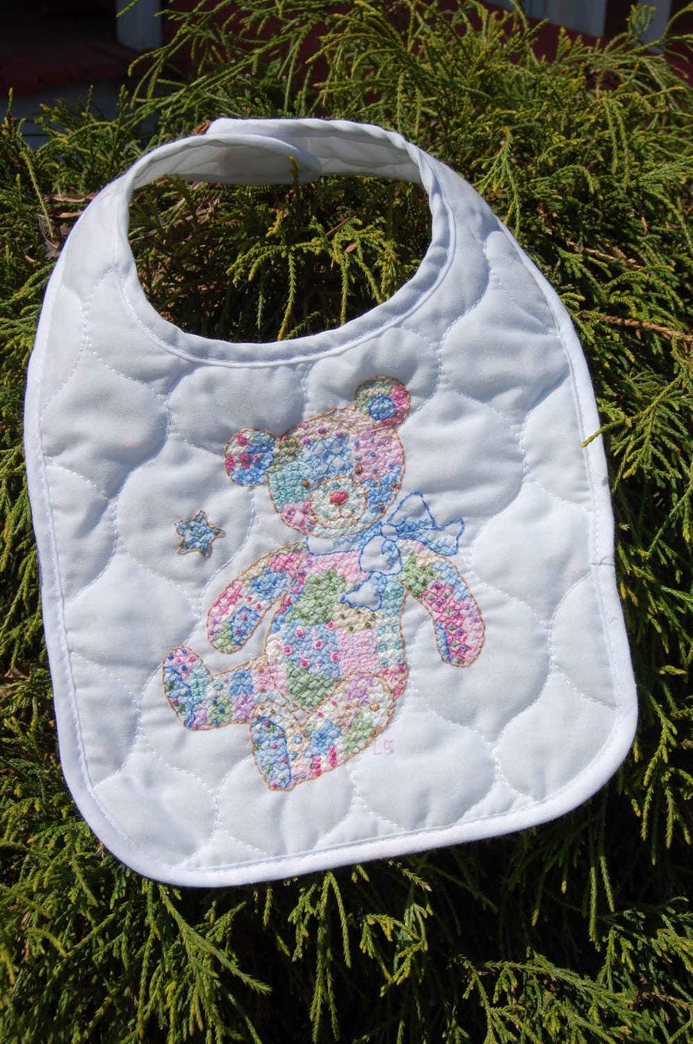 Patch Work Bear  x-stich bib