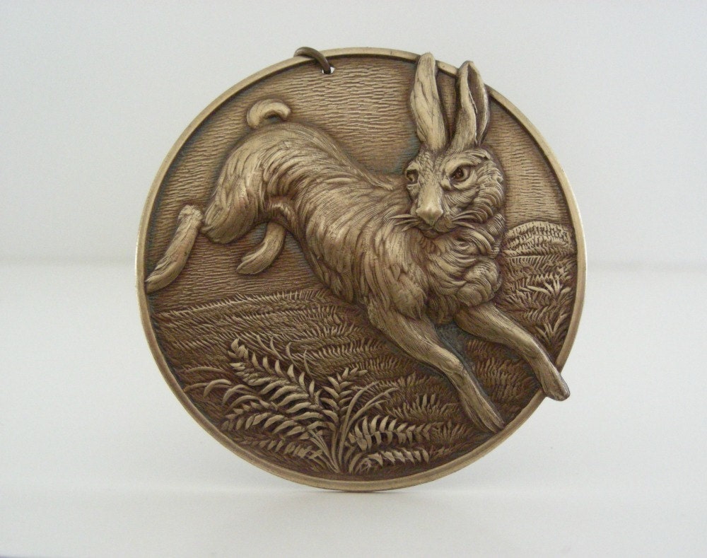 RABBIT Pendant - Large Brass Victorian Pendant Stamping for Necklace