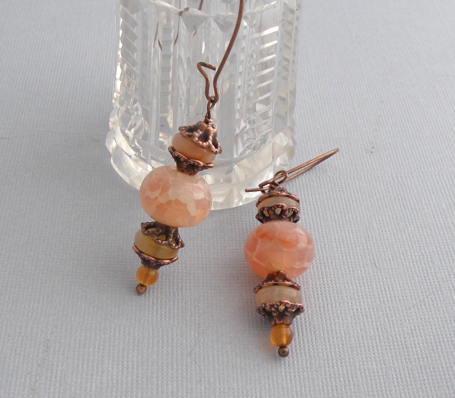Empress Earrings - Fire Agate and Copper