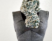 Earthy Green and Brown Bulky Unisex Knit Scarf