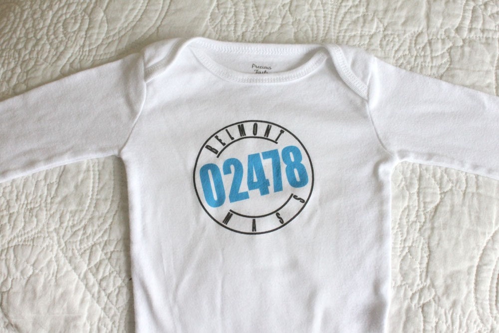 Long-Sleeved Your ZIP Code Here Customizable Baby Bodysuit (sizes newborn to 24 months)