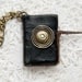 Turkoman - Mini Black Leather Wearable Book with Vintage Metal Button