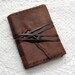 The Traveler - Rustic Brown Embossed Leather Travel Journal with Tea Stained Pages, Old Vintage Key, Paper Ephemera & Vintage Ink Stamps