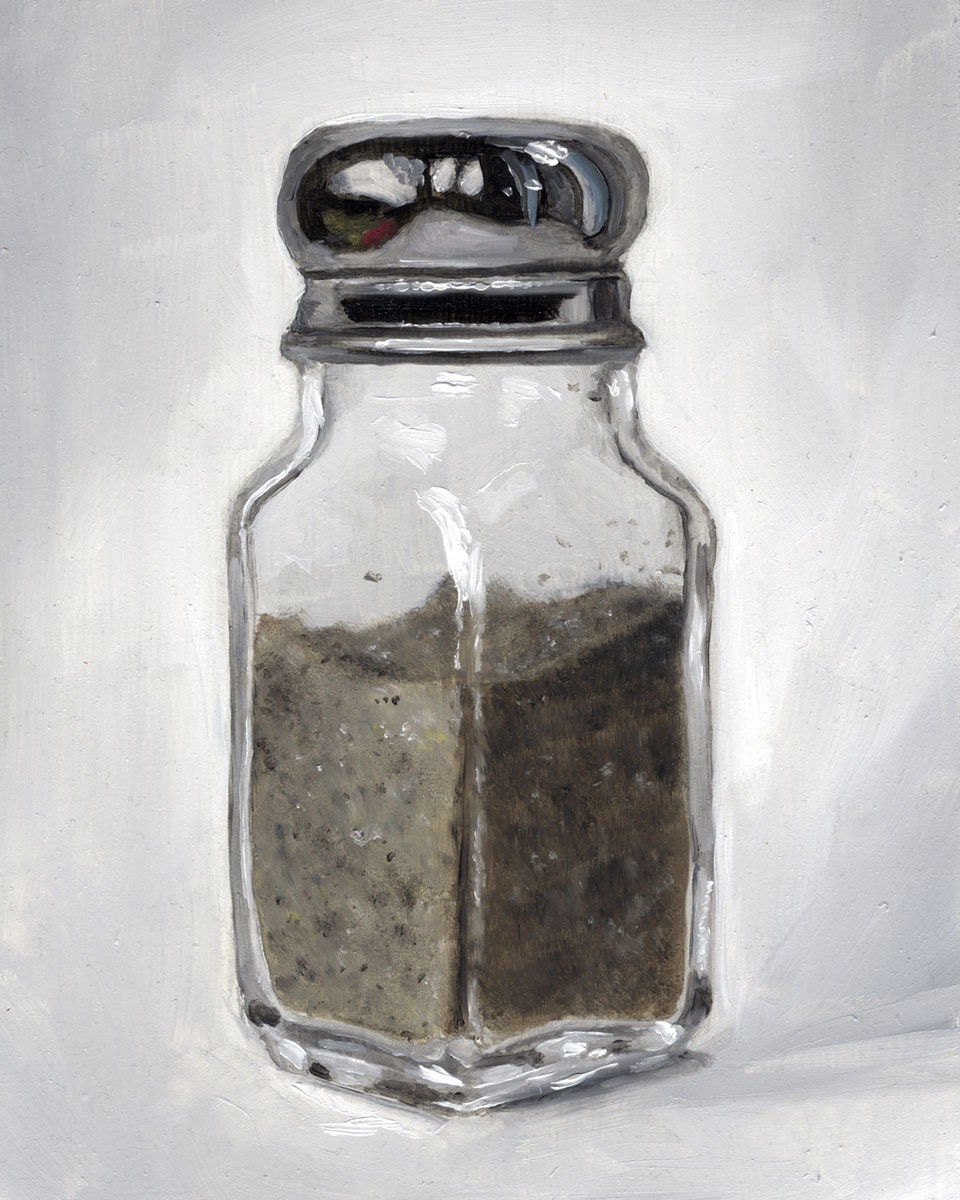 Big, Clear Glass Retro, Reflective Top, Pepper Shaker, Contemporary, Signed 16" x 20" Print  by Painter, Clair Hartmann