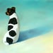 Jack Russell, Dog, Puppy on the Aqua, Sand Beach Landscape Signed Small Print by Clair Hartmann