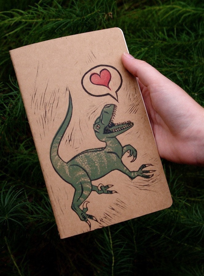 Velociraptor Love... Large Cahier Moleskine... Ruled