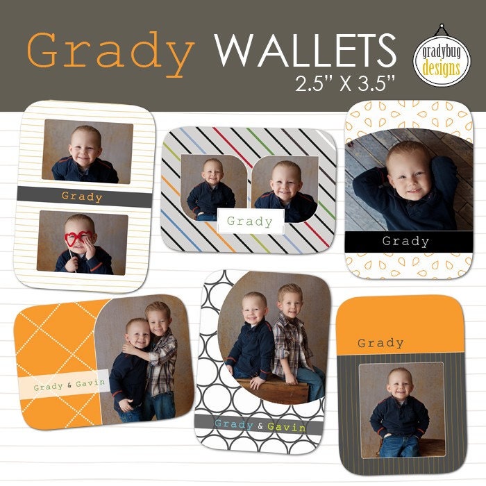 Grady Wallets - Templates for Photographers - Wallet Size Photo Templates - Newborn, Chidlren, Seniors, Family Photographer