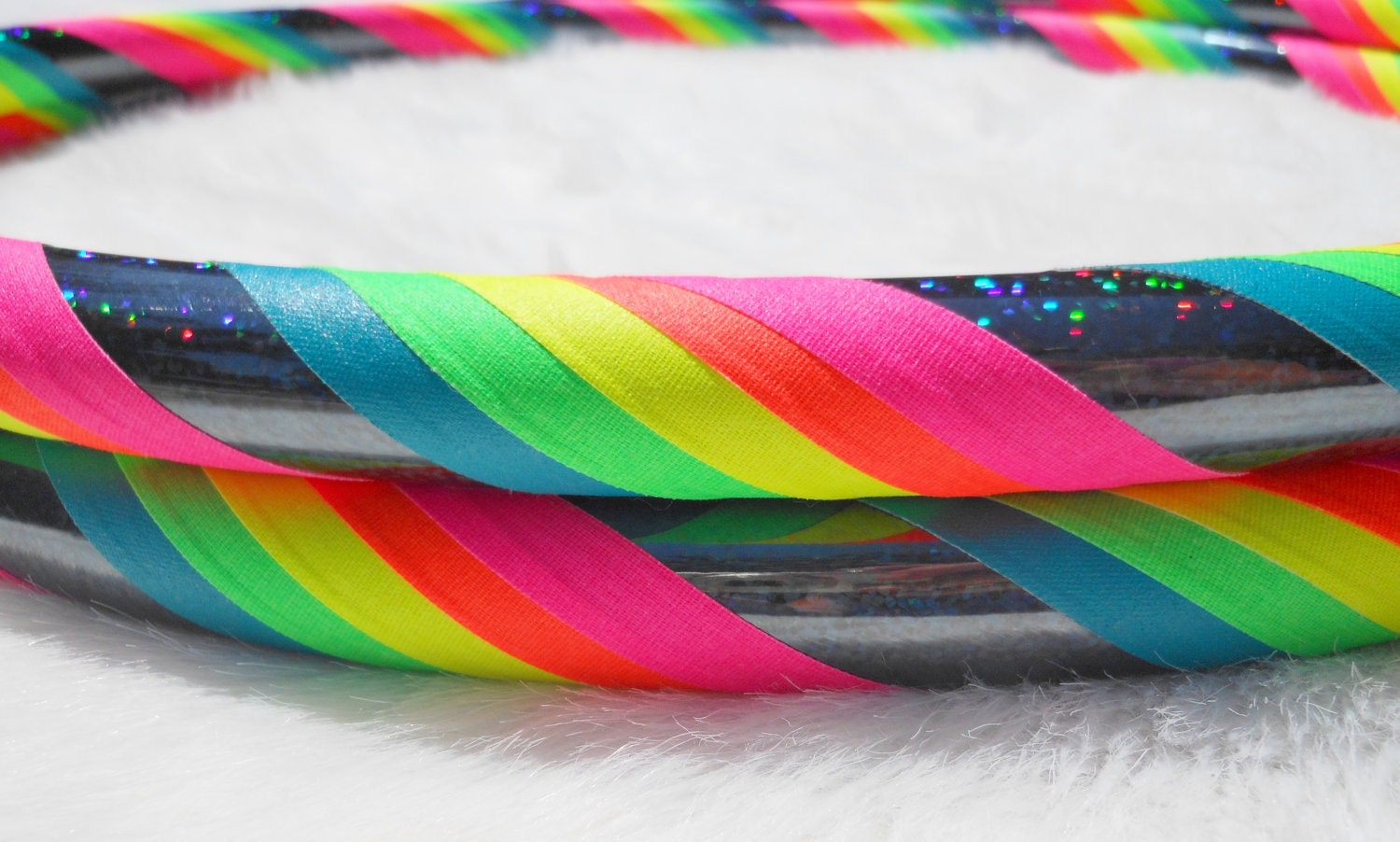 ToP SELLER - Rainbow 'Black Galaxy Mantra' - Fully Customizable Travel Hoola Hoop - UV Reactive // GLOWS in Blacklight