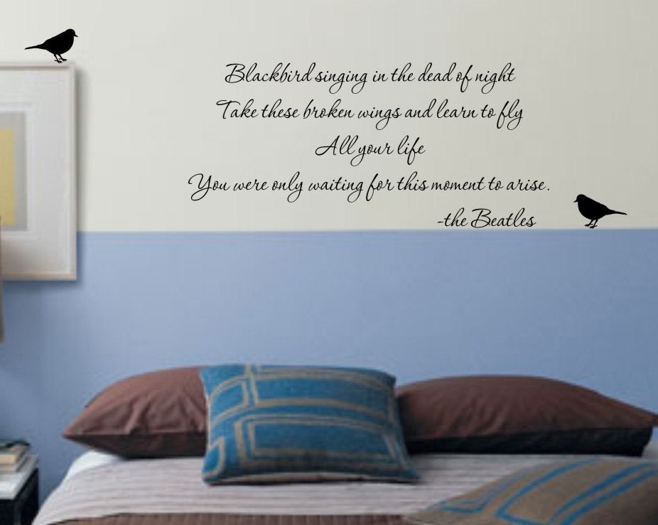 BlackBird Beatles Song Lyrics vinyl wall decal VERSION 2 matte finish vinyl wall sticker