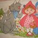 Vintage Fairy Tale Little Red Riding Hood Sheet 81 x 104 Big enough for a queen bed 1980's