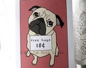 Pugs and Free Hugs Cards - Set of 4