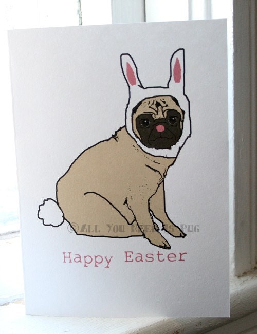 Easter Puggy Cards - Set of 4