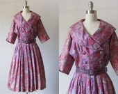 vintage 1950s Dresses / 50s Dress / Shirtwaist Dress / French Lavender