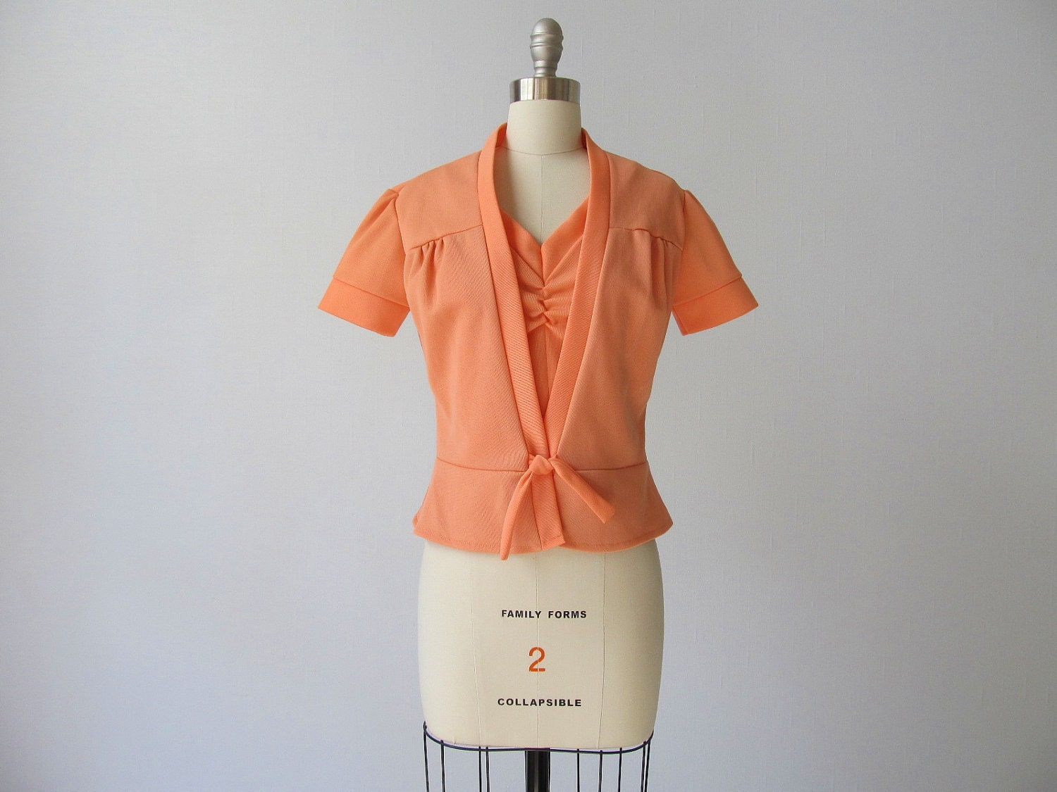 vintage Peach Blouse / 1970s Blouse / Apricot
