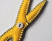 Yellow Plush toy scissors - felt soft toy for adults - all hand sewn plush accessory in Spring colors - OOAK