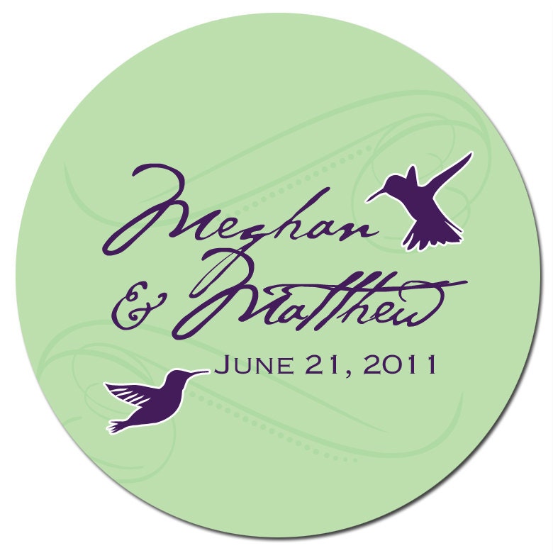 Set of Custom Wedding Stickers  -  Fluttering HUMMINGBIRDS