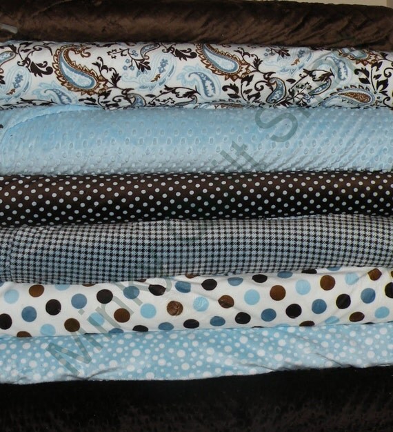 Quilt Kit Minky Cozy Strip Quilt Blue/Brown by FabricFlyShop