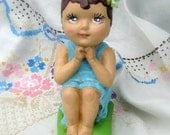 Vintage Style Carnival Chalk Ware Flapper Girl Figurine