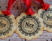 Same Day Shipping Vintage Style Official Nice Person Gift Tags Labels Holiday Set of 5 Handmade Holiday Christmas
