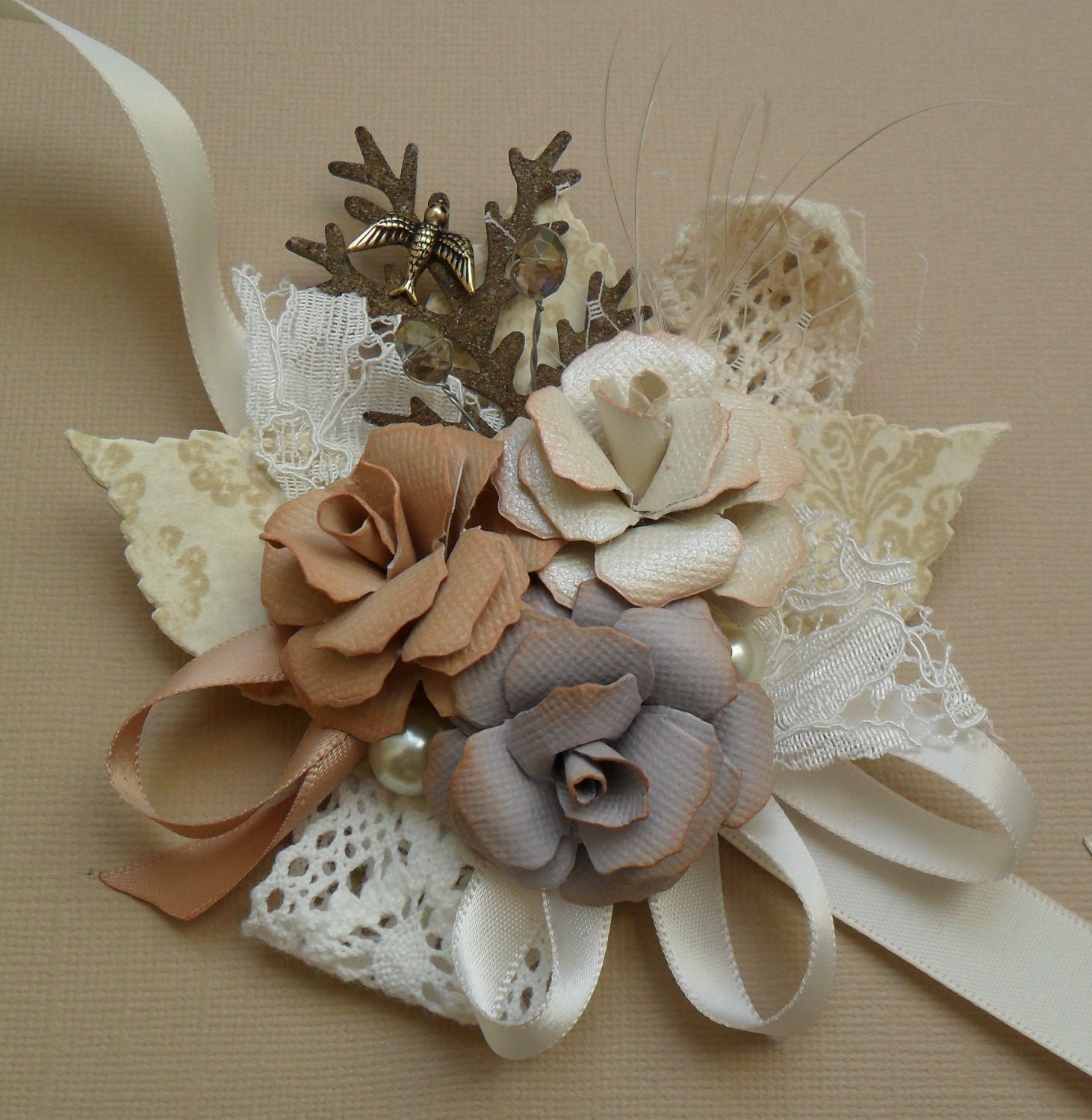 Vintage /Antique inspired corsage - can be made in any colour combo in wrist or pin style