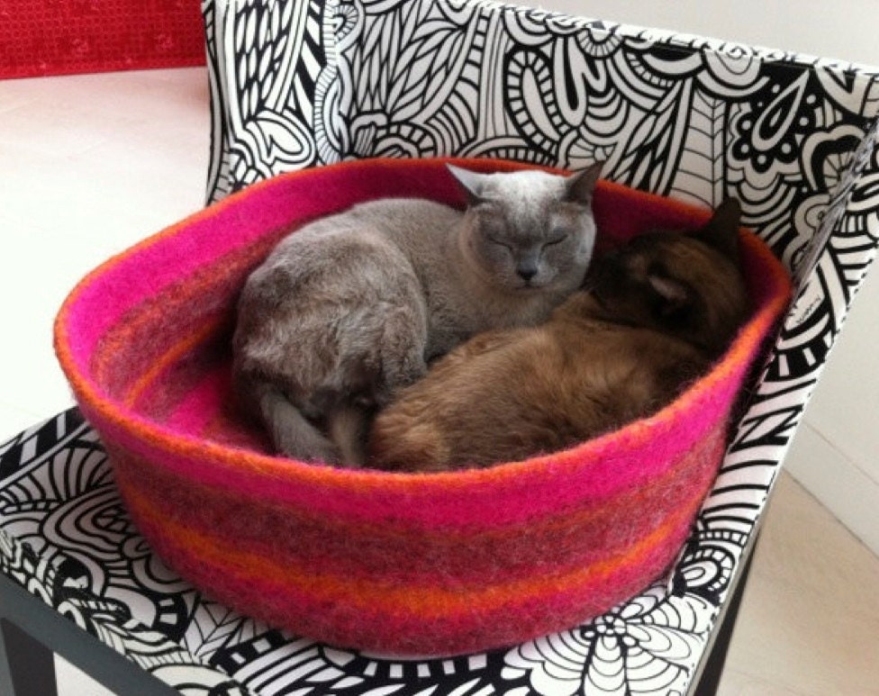 simple cat or dog bed custom order felted wool