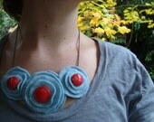 Light Blue Poppy Bib Necklace ...Free Shipping...