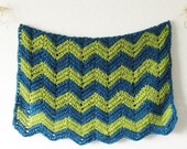 Crochet Baby Blanket  - Crocheted Baby Blanket - Navy Blue and Green