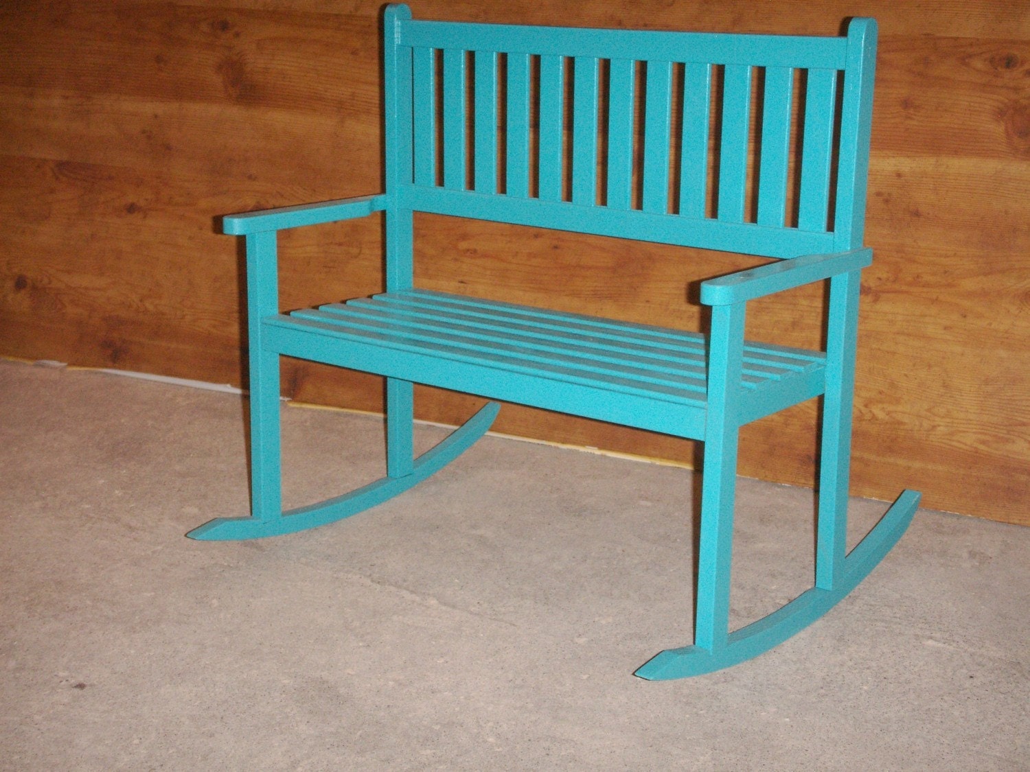Children's red oak rocking bench