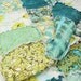 Queen Size Quilt with 2 Shams, Rag, Magnolia Lane, blue green cottage look, ALL NATURAL, fresh modern handmade