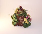 Small Personalized Custom Tree Stump/Keepsake Sculpture Wedding Cake Topper Example - Cardinals and Lots of Flowers -  Kyle and Caitlin