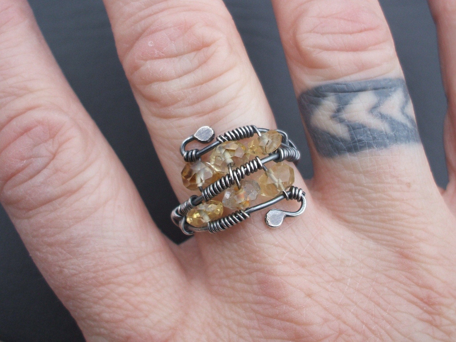 Honey Mead  wire wrap citrine ring -SALE-