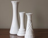 Instant Vintage Collection of Milk Glass Bud Vases