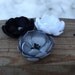 White - Grey - Black Colored Flower Hair Clips or Brooches. Set of 3